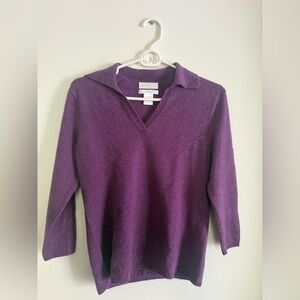 Purple V-Neck 100 % Cashmere Women's Sweater